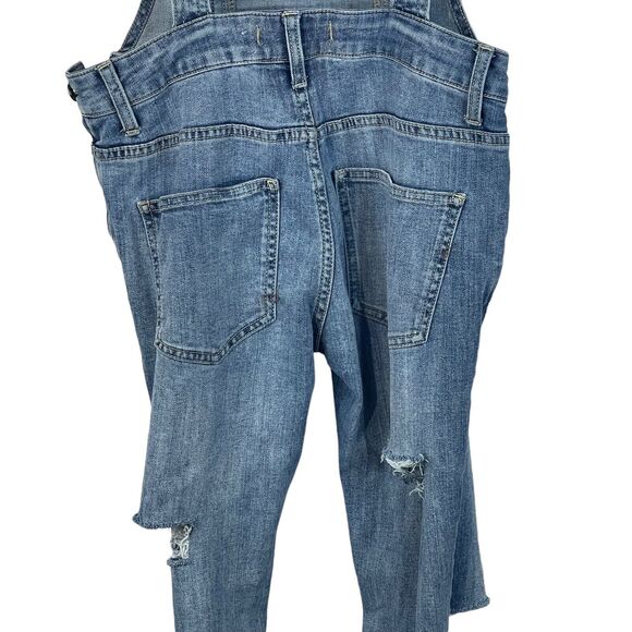 Free People SZ 25 Milo Denim Jean Overalls Distressed Pockets Side Zip Womens - Picture 5 of 12